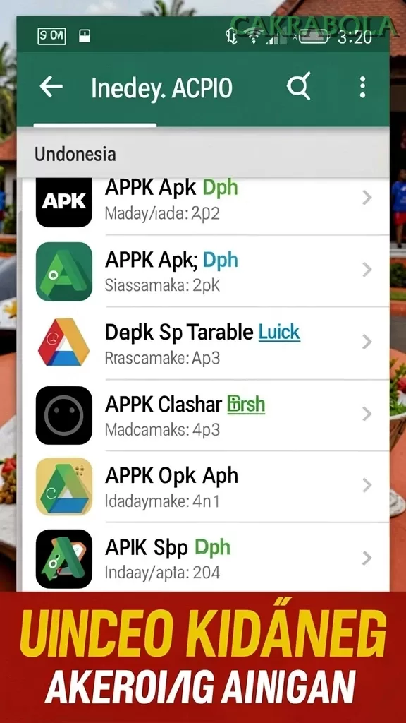 Cuplikan layar menu unduhan cakrabola untuk perangkat Android